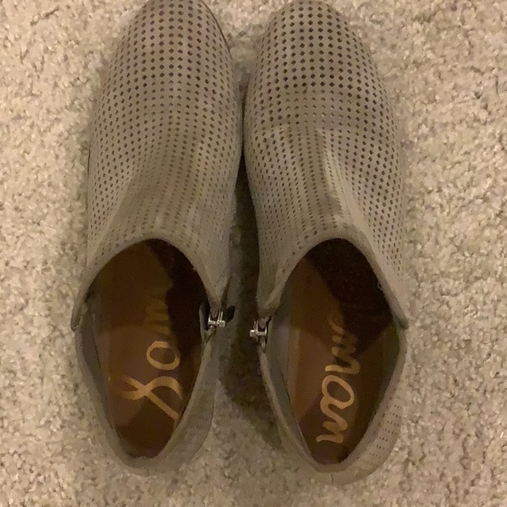 Sam Edelman gray perforated suede short boots